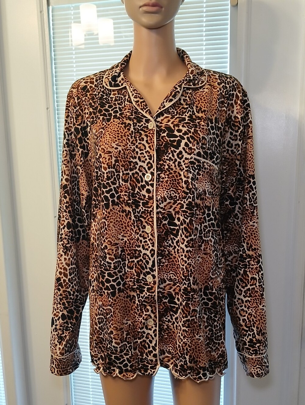 Letarte Leopard-Print Sleep Top in Brown and Black